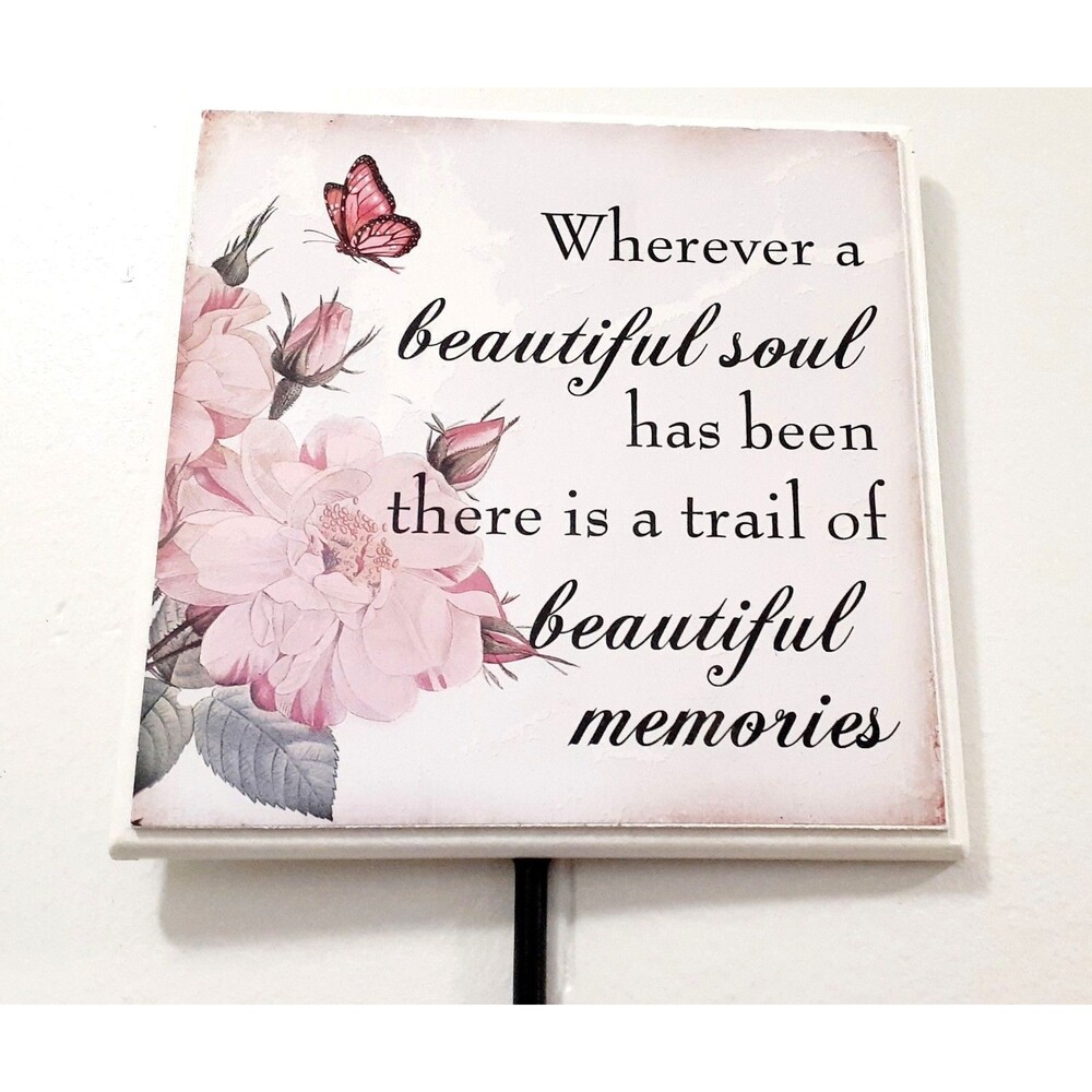 Butterfly Flower Wall Art Plaque Floral Cottage Fairy Whimsy w/ Hook Pastel